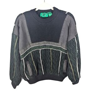 Trutus Biancarla textured color block striped men's crewneck sweater size medium